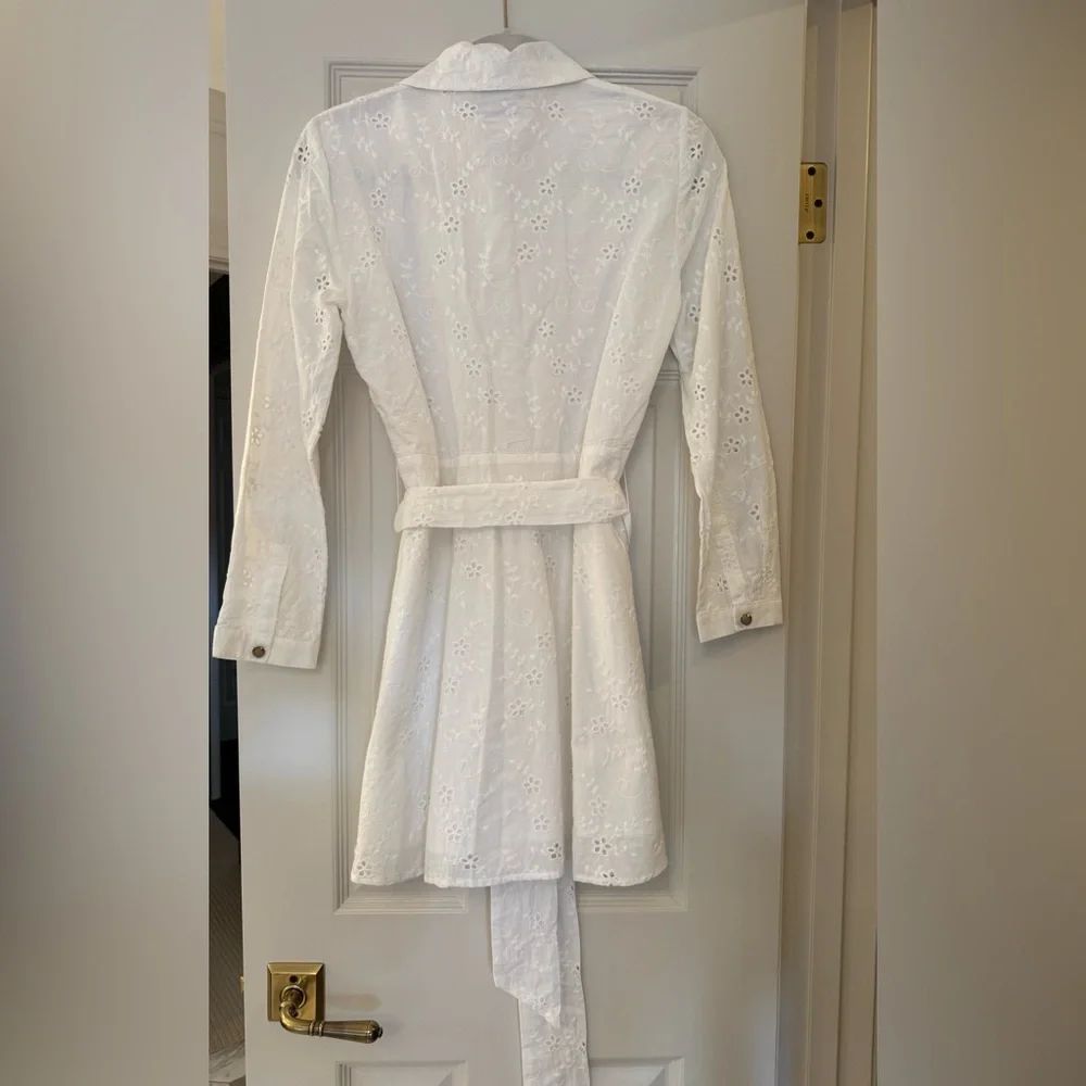 Zara White Long Sleeve Eyelet Dress - Picture 7 of 7